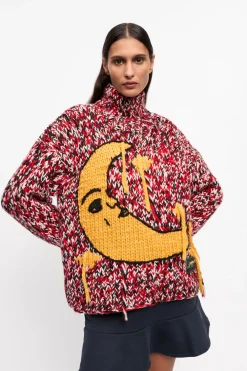 Wool & Cashmere*Ganni - Graphic Wool Handknit Turtleneck RACING RED