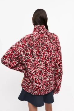 Wool & Cashmere*Ganni - Graphic Wool Handknit Turtleneck RACING RED