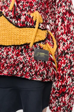 Wool & Cashmere*Ganni - Graphic Wool Handknit Turtleneck RACING RED