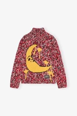 Wool & Cashmere*Ganni - Graphic Wool Handknit Turtleneck RACING RED