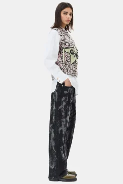 Wool & Cashmere*Ganni - Graphic Wool Handknit Vest CHALK PINK