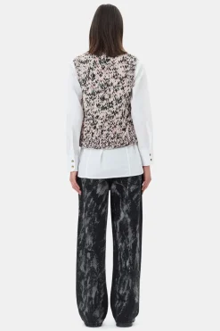 Wool & Cashmere*Ganni - Graphic Wool Handknit Vest CHALK PINK