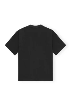 Short Sleeves*Ganni - Heavy Cotton Drop Shoulder Heart T-shirt PHANTOM