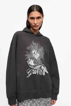 Sweatshirt*Ganni - Isoli Heart Oversized Hoodie PHANTOM