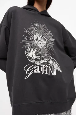 Sweatshirt*Ganni - Isoli Heart Oversized Hoodie PHANTOM