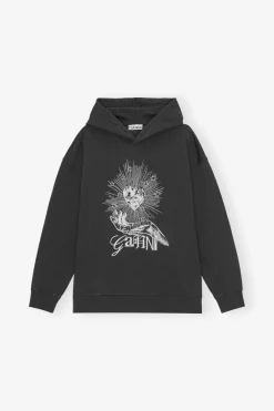 Sweatshirt*Ganni - Isoli Heart Oversized Hoodie PHANTOM