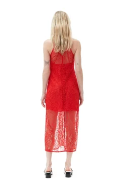 Occasions|Long*Ganni - Light Lace Halter Neck Dress RED ALERT