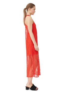 Occasions|Long*Ganni - Light Lace Halter Neck Dress RED ALERT