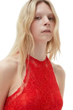 Occasions|Long*Ganni - Light Lace Halter Neck Dress RED ALERT