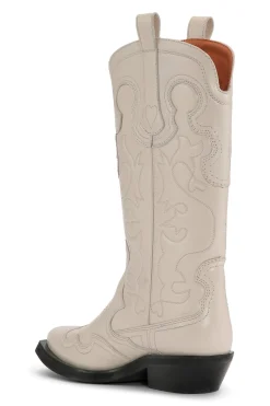 Booties & Boots*Ganni - Mid Shalf Embroidered Western Boots EGRET