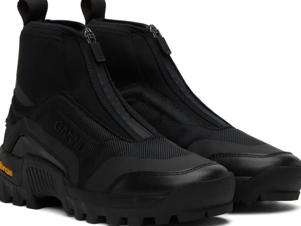 Booties & Boots*Ganni - Performance High Top Zip Sneaker BLACK
