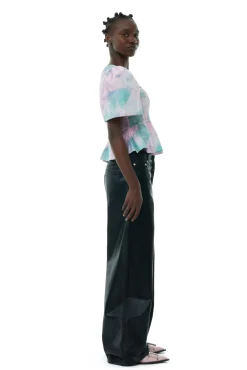 Blouses & Shirts*Ganni - Printed Cotton Open-Neck Smock Blouse LILAC SACHET