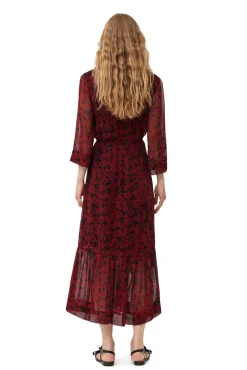 Midi*Ganni - Printed light georgette wrap midi dress SYRAH