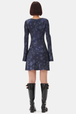 Midi*Ganni - Printed Satin Mini Dress PEACOAT