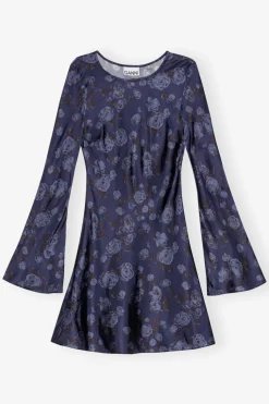 Midi*Ganni - Printed Satin Mini Dress PEACOAT