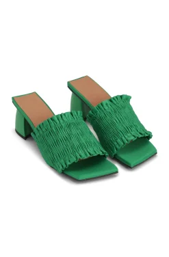 Talons|Sandals*Ganni - Smocked Mules With Small Heel KELLY GREEN