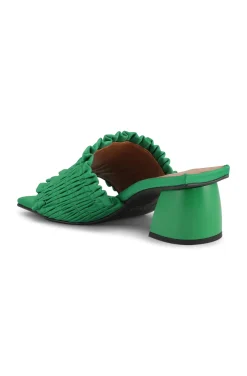 Talons|Sandals*Ganni - Smocked Mules With Small Heel KELLY GREEN