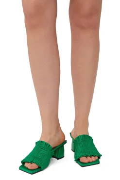 Talons|Sandals*Ganni - Smocked Mules With Small Heel KELLY GREEN