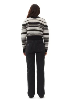 Wool & Cashmere*Ganni - Soft Wool Stripe O-Neck BLACK