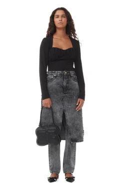 Blouses & Shirts*Ganni - Stretch Seersucker Blouse BLACK