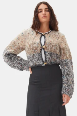 Cardigans*Ganni - Striped Chunky Marled Handknit Crop Cardigan PALOMA MELANGE