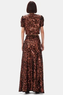 Blouses & Shirts*Ganni - Velvet Sequins Blouse BITTER CHOCOLATE