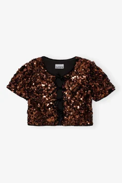 Blouses & Shirts*Ganni - Velvet Sequins Blouse BITTER CHOCOLATE