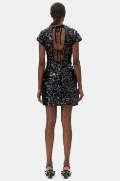 Short*Ganni - Velvet Sequins Mini Dress BLACK