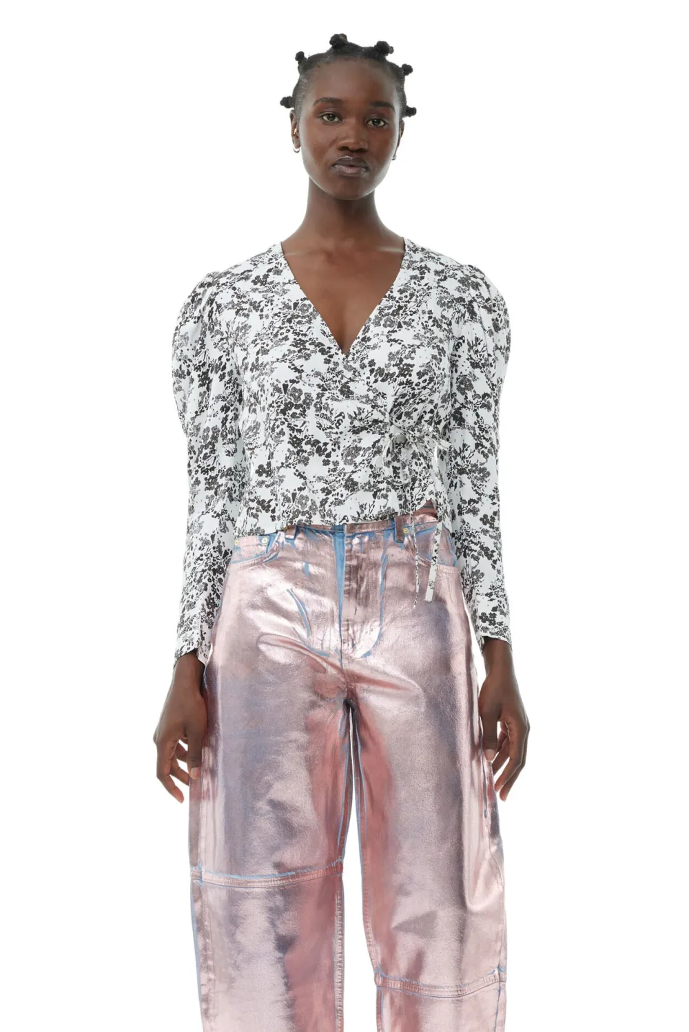 Blouses & Shirts*Ganni - Viscose Twill Wrap Blouse EGRET