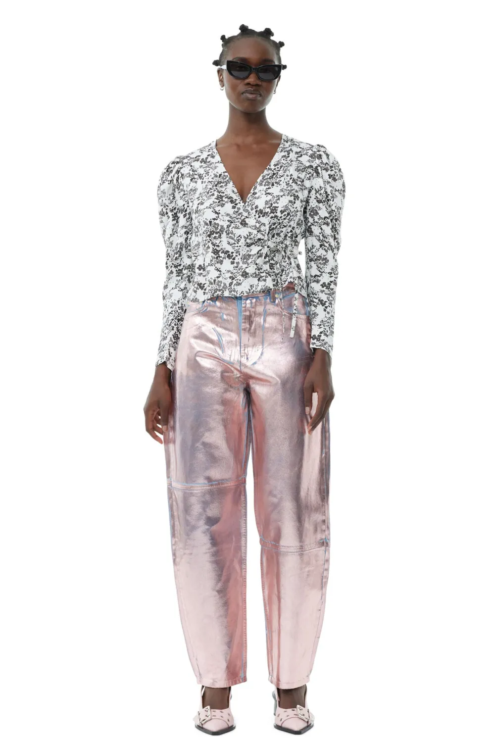 Blouses & Shirts*Ganni - Viscose Twill Wrap Blouse EGRET