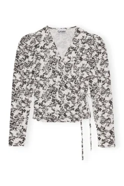 Blouses & Shirts*Ganni - Viscose Twill Wrap Blouse EGRET