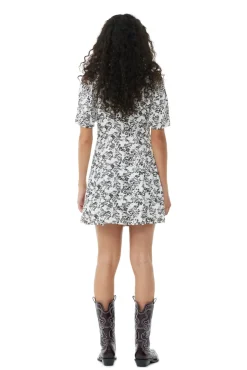 Short*Ganni - Viscose Twill Wrap Mini Dress EGRET