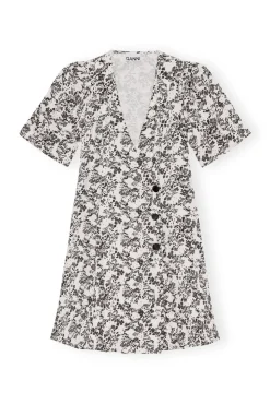 Short*Ganni - Viscose Twill Wrap Mini Dress EGRET