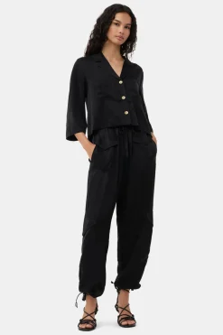 Cargo*Ganni - Washed Satin Pocket Pants BLACK