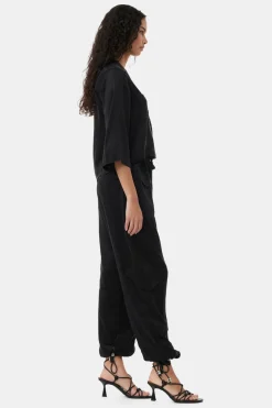 Cargo*Ganni - Washed Satin Pocket Pants BLACK