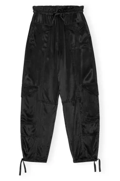 Cargo*Ganni - Washed Satin Pocket Pants BLACK