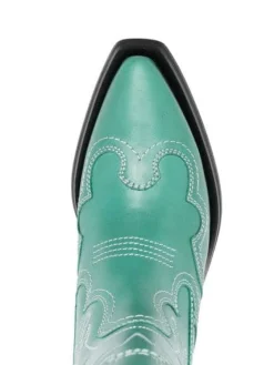 Booties & Boots*Ganni - Western Boots with Embroidery BOTTLE GREEN
