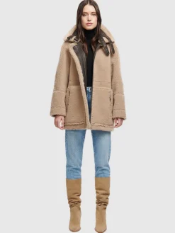 Leathers & Shearling*Hiso - Dez Shearling Jacket BROWN CRACK NAPPA C/W