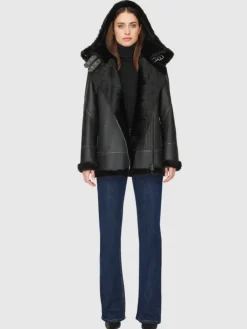 Leathers & Shearling*Hiso - Martina Shearling Jacket JET SILKY NAPPA IW