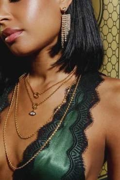 Earrings*Mademoiselle Jules - Pave Tassle Ear Jacket Gold