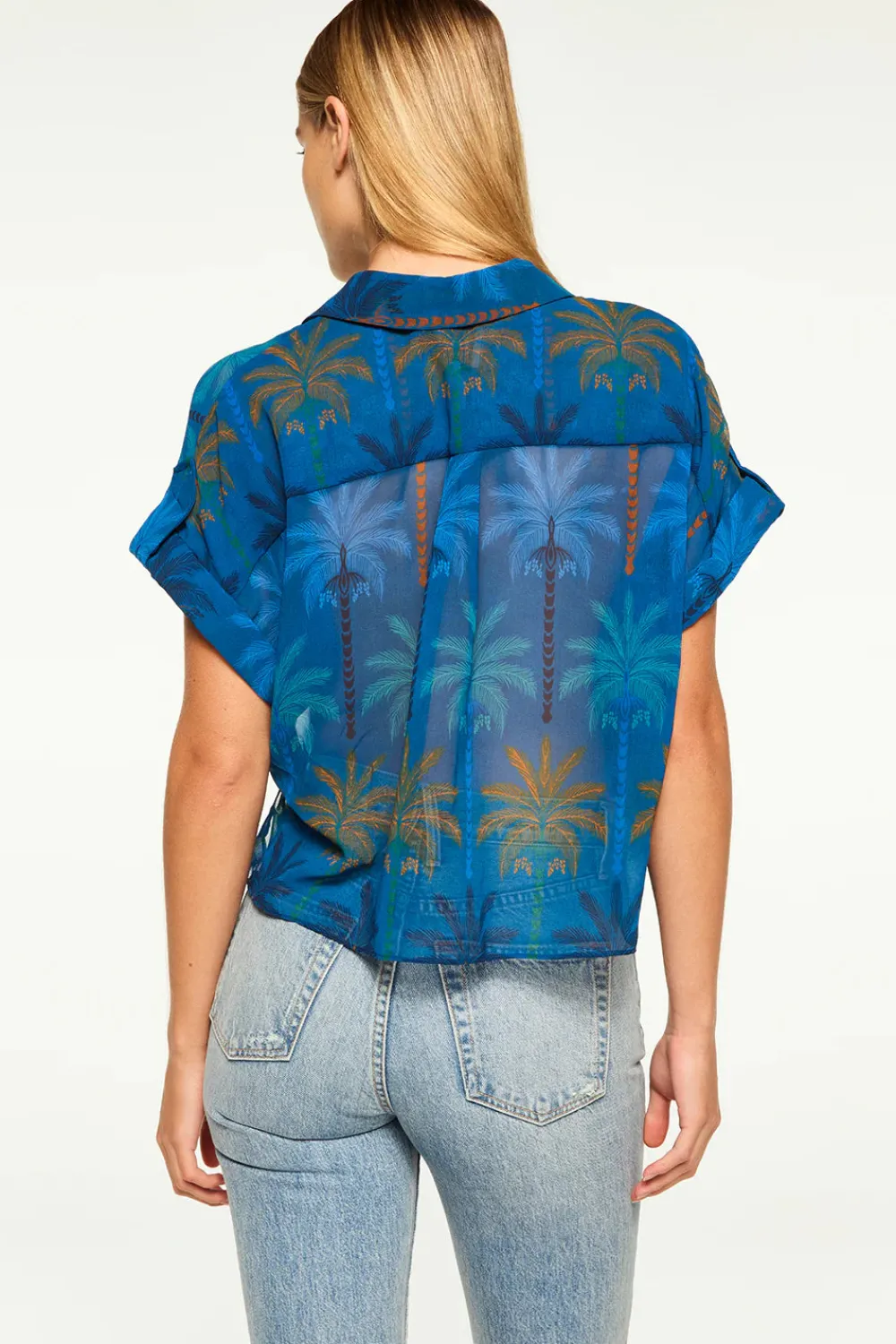 Blouses & Shirts*MISA Los Angeles - Erin Top COBALT PALMS CHIF