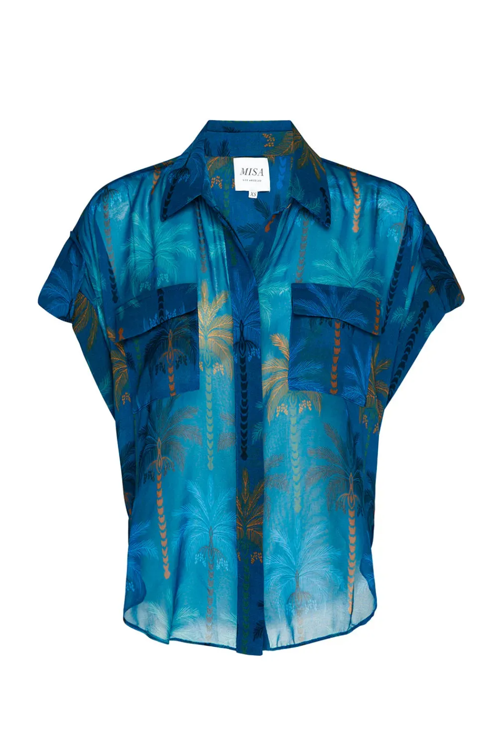 Blouses & Shirts*MISA Los Angeles - Erin Top COBALT PALMS CHIF