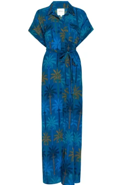 Long*MISA Los Angeles - Lou Dress COBALT PALMS CHIF