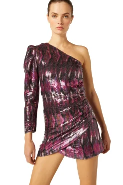 Occasions|Short*MISA Los Angeles - Nova Dress BROWN IKAT SEQUIN