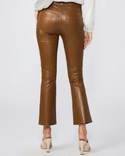 Trouser*PAIGE - Claudine Vegan Leather Flare Pants DARK ARGAN