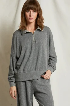 Sweatshirt*Perfectwhitetee - Drake Luxe Fluff Fleece Half Zip HEATHER GREY