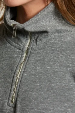 Sweatshirt*Perfectwhitetee - Drake Luxe Fluff Fleece Half Zip HEATHER GREY