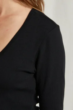 Long Sleeves*Perfectwhitetee - Kitt Blondie V Neck TRUE BLACK