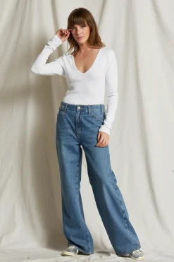 Long Sleeves*Perfectwhitetee - Kitt Blondie V Neck WHITE