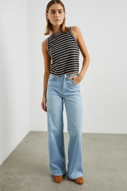 Without Sleeves*Rails - Boxy Tank BLACK IVORY STRIPE